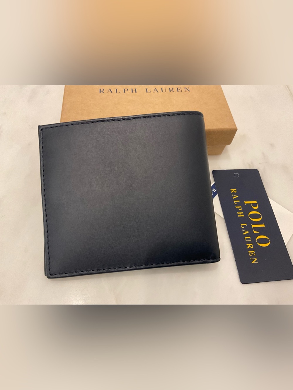 NEW Polo Ralph Lauren Navy Blue HERITAGE BEAR Leather Double Billfold Wallet - Picture 8 of 11